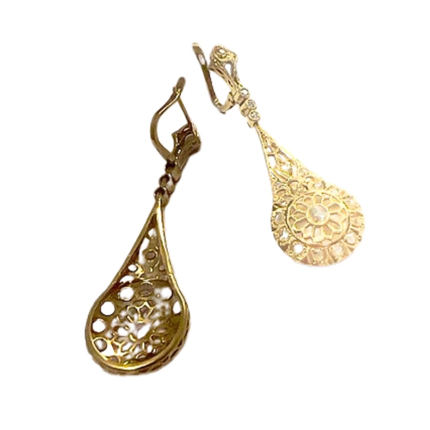 PENDIENTES PRINCIPIOS DE SIGLO XX de ORO 18 kts con DIAMANTES