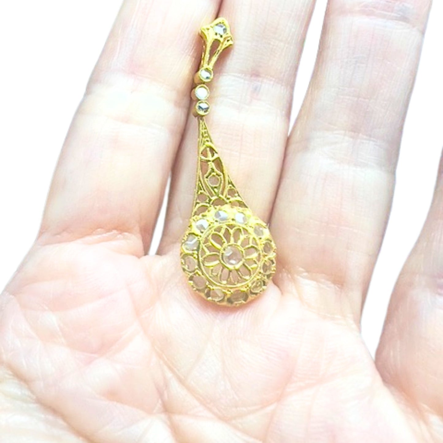 PENDIENTES PRINCIPIOS DE SIGLO XX de ORO 18 kts con DIAMANTES