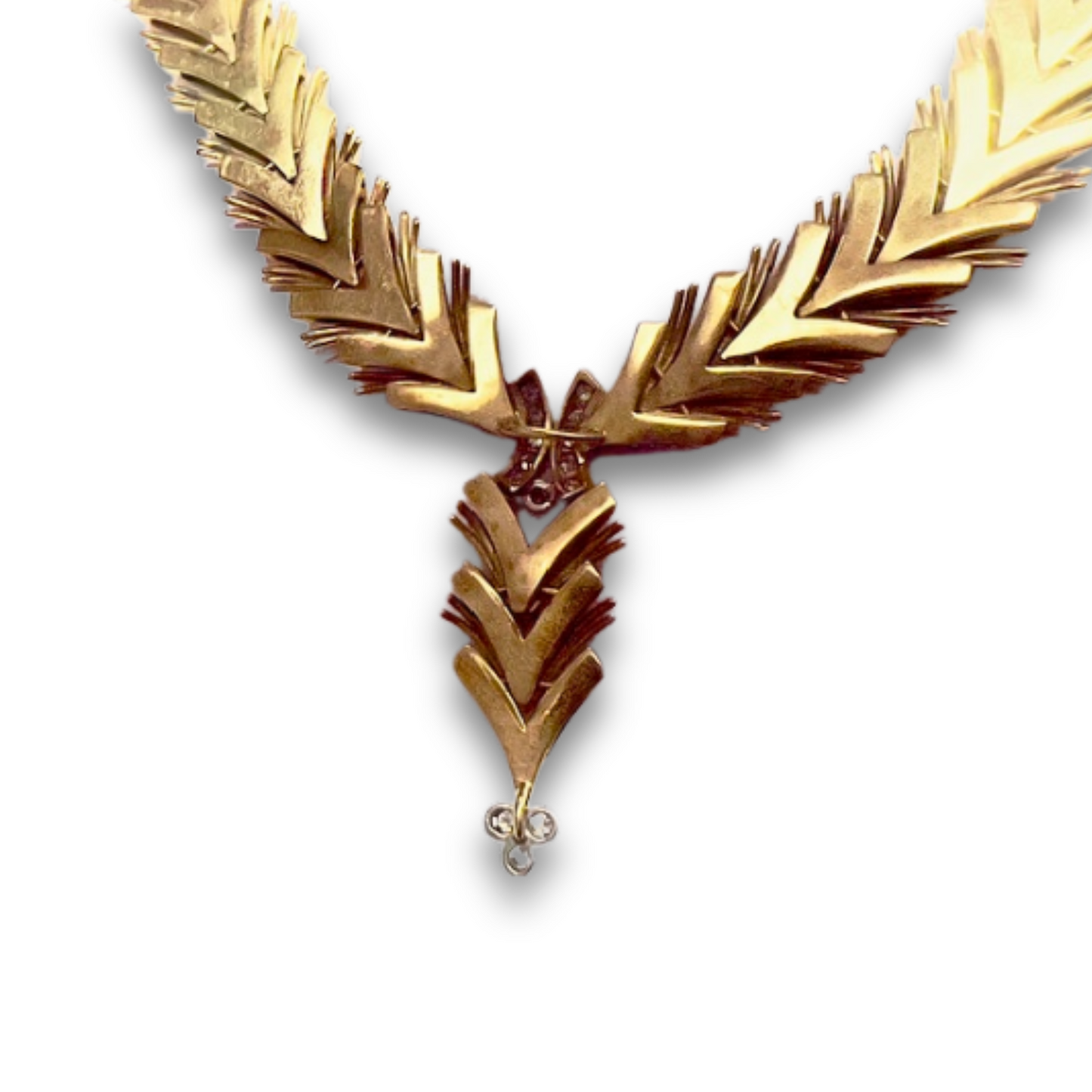 GARGANTILLA DISEÑO RETRO ESPIGA de ORO 18 kts con DIAMANTES