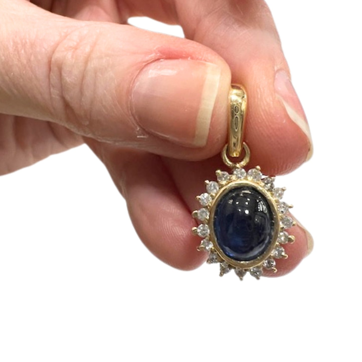 COLGANTE CONTEMPORÁNEO SIGLO XX CON DIAMANTES Y ZAFIRO