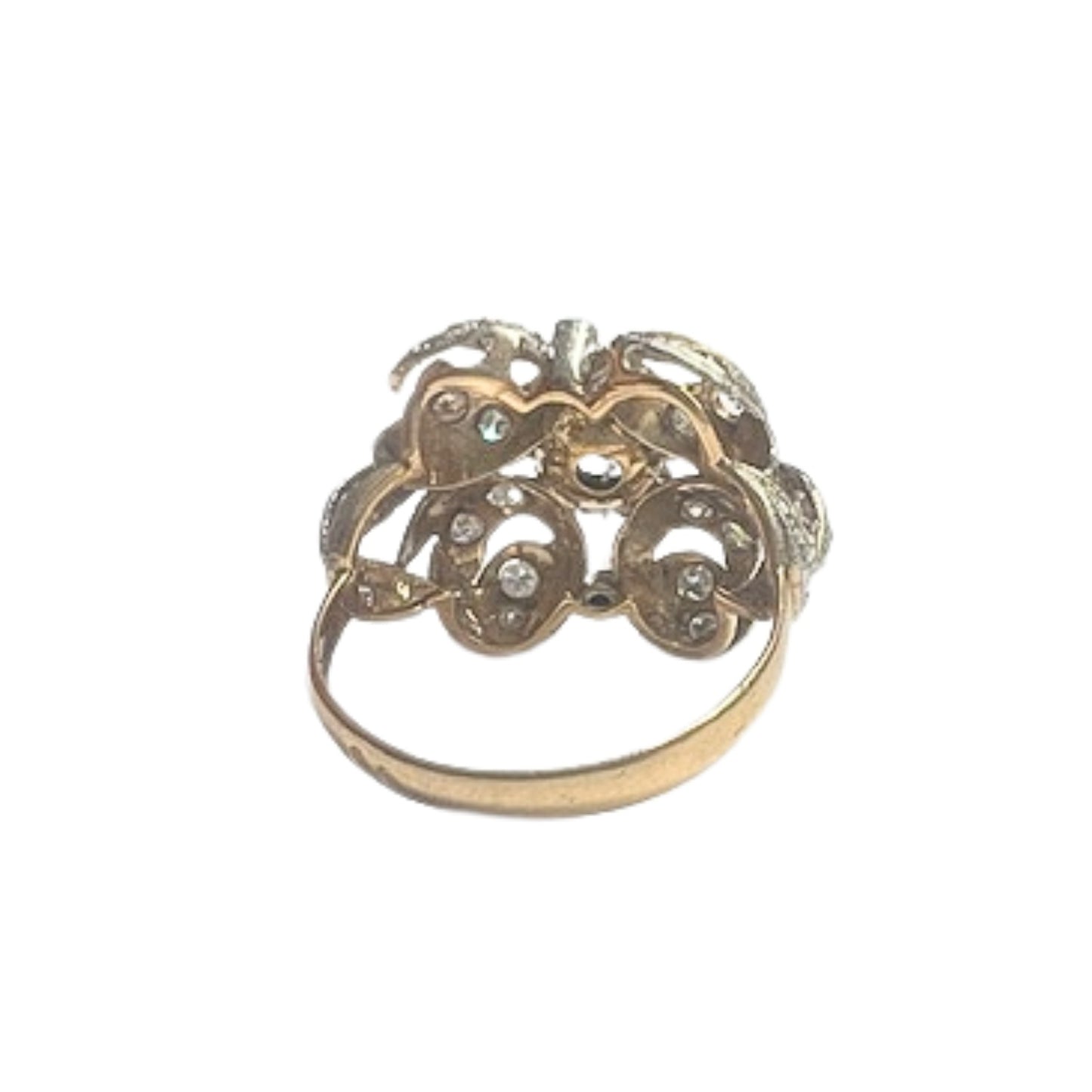 SORTIJA DISEÑO RETRO ÉPOCA 1930.1935 de ORO 18 kts y PLATINO con DIAMANTES