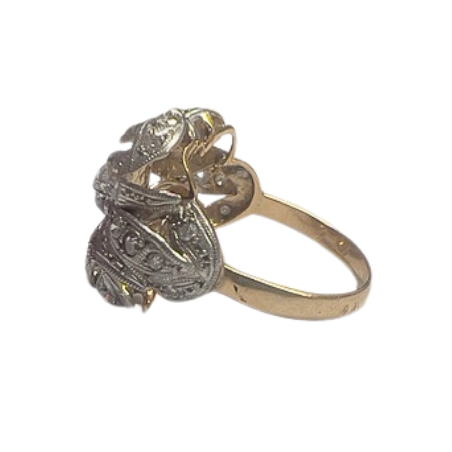 SORTIJA DISEÑO RETRO ÉPOCA 1930.1935 de ORO 18 kts y PLATINO con DIAMANTES