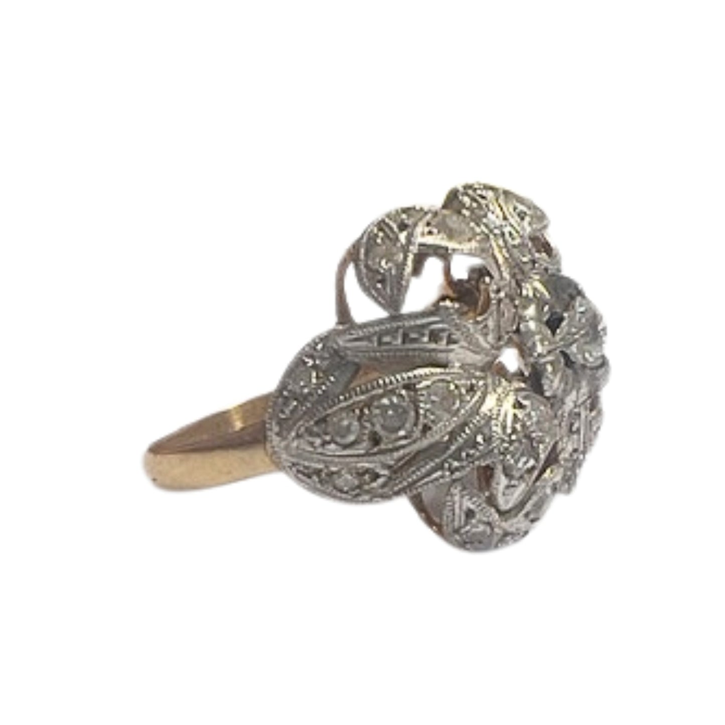 SORTIJA DISEÑO RETRO ÉPOCA 1930.1935 de ORO 18 kts y PLATINO con DIAMANTES