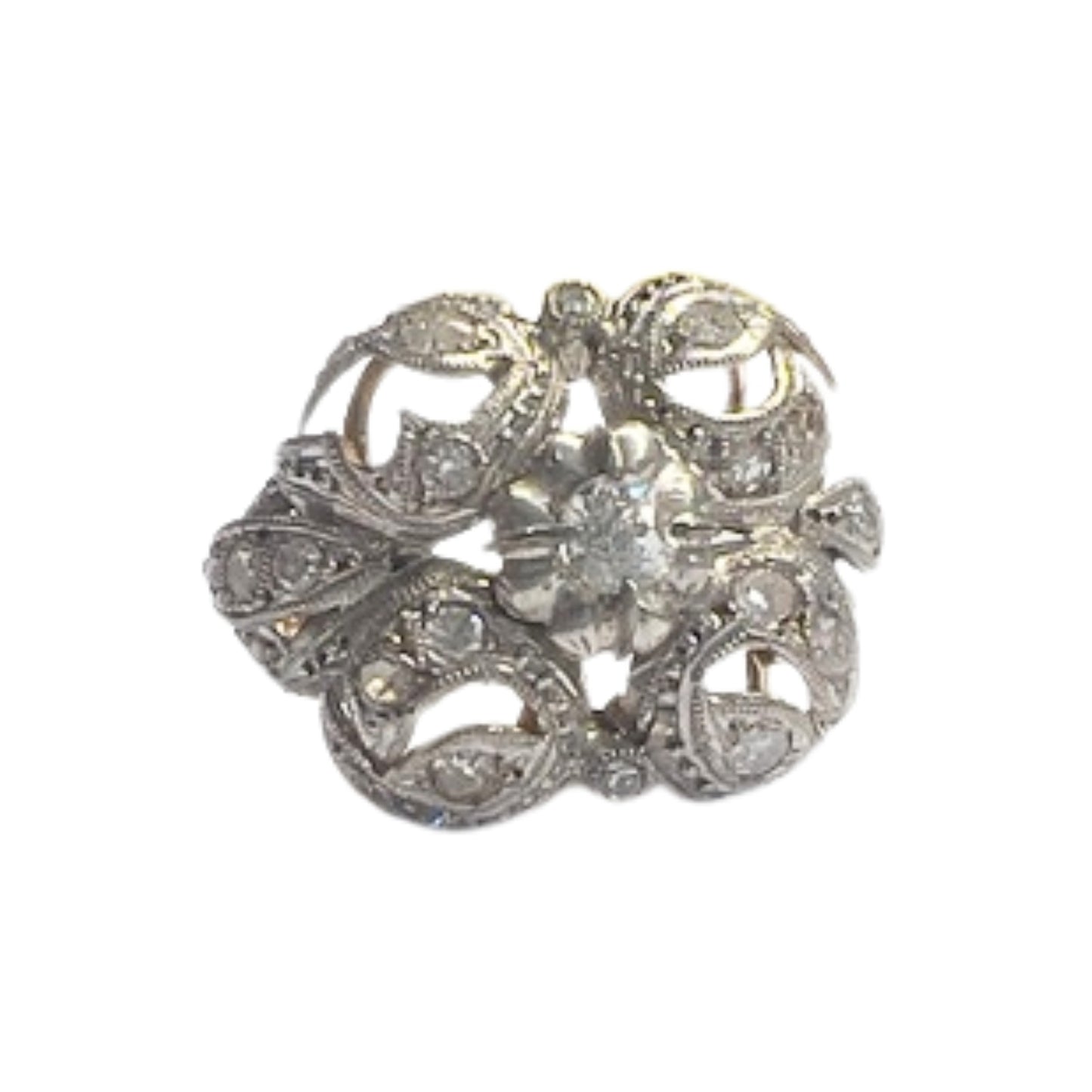 SORTIJA DISEÑO RETRO ÉPOCA 1930.1935 de ORO 18 kts y PLATINO con DIAMANTES