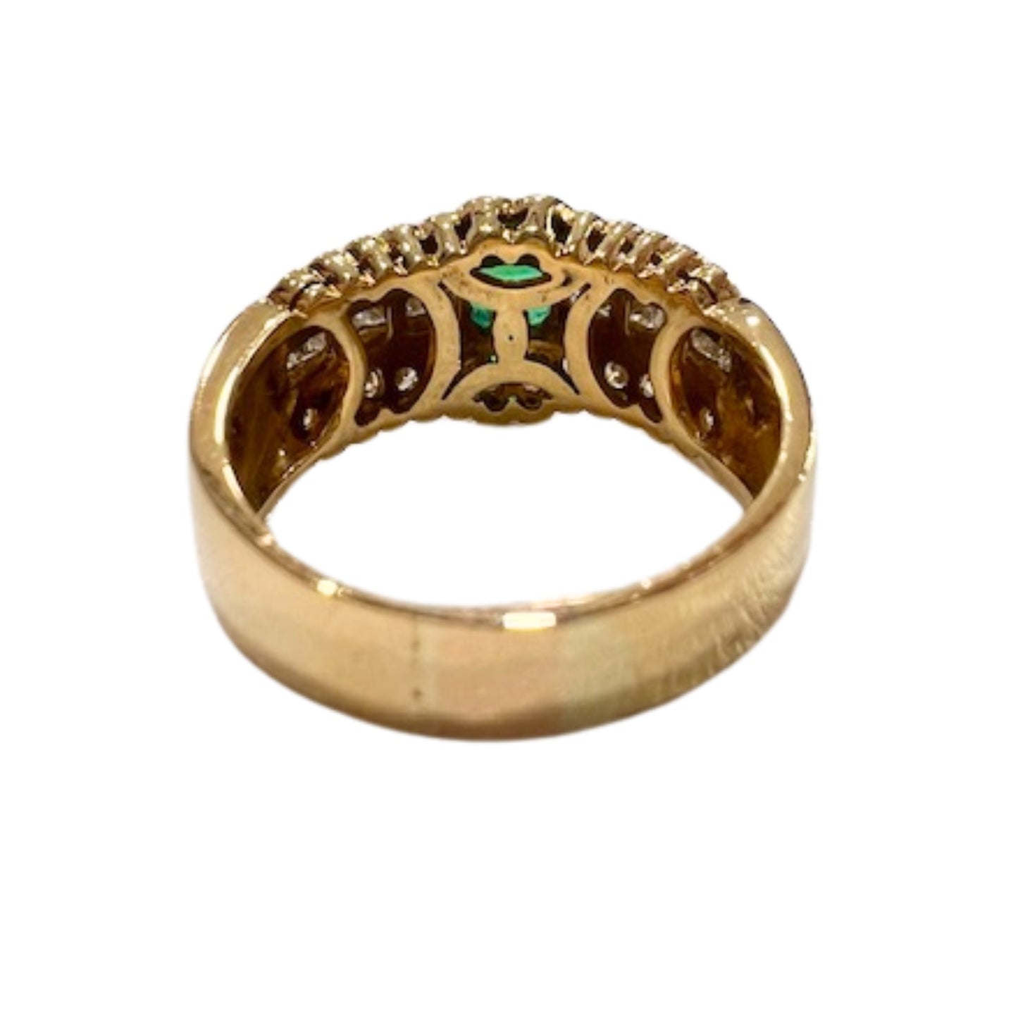 SORTIJA DISEÑO CONTEMPORÁNEO de ORO 18 kts con DIAMANTES y ESMERALDA