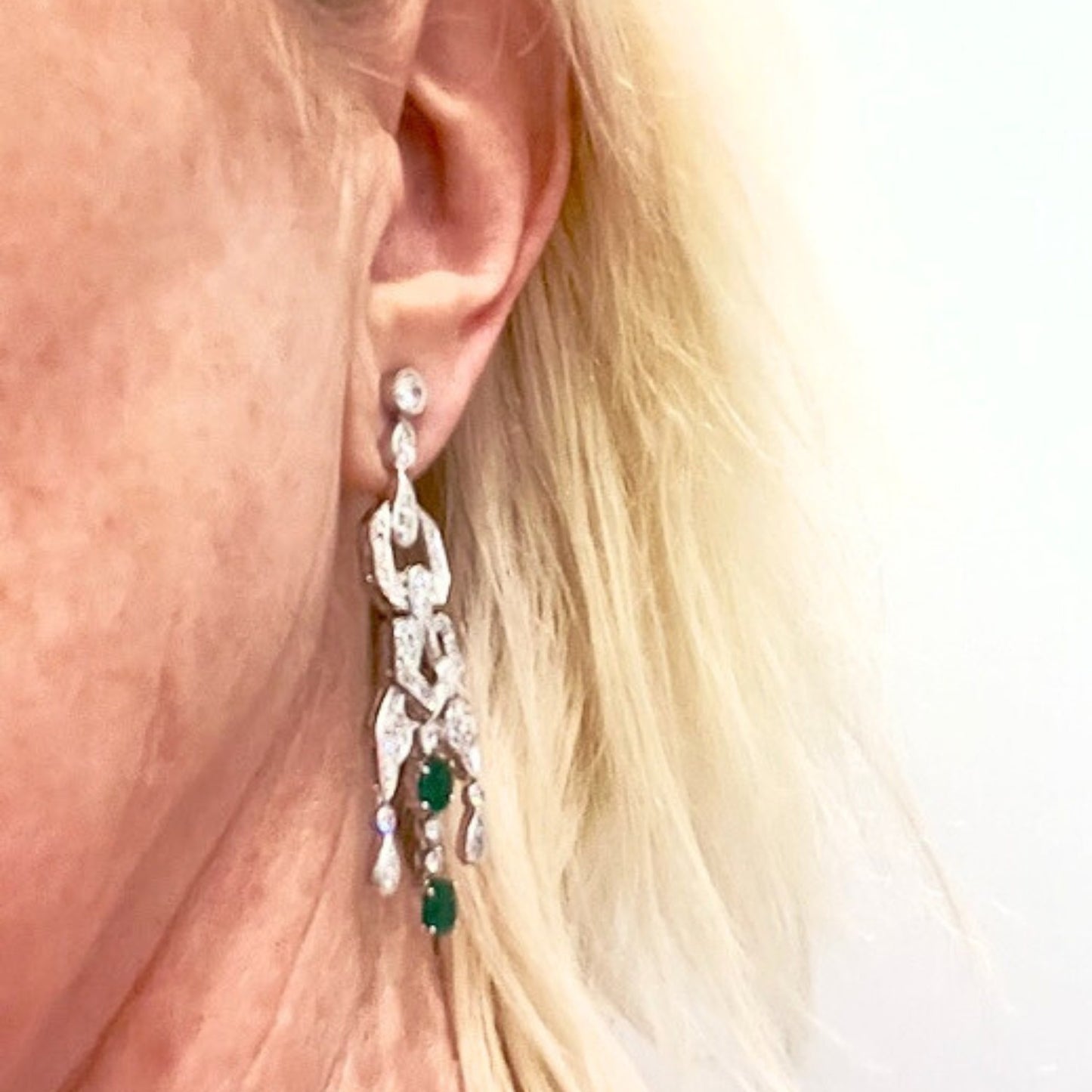PENDIENTES ESTILO ART DECO de PLATINO 950 con DIAMANTES