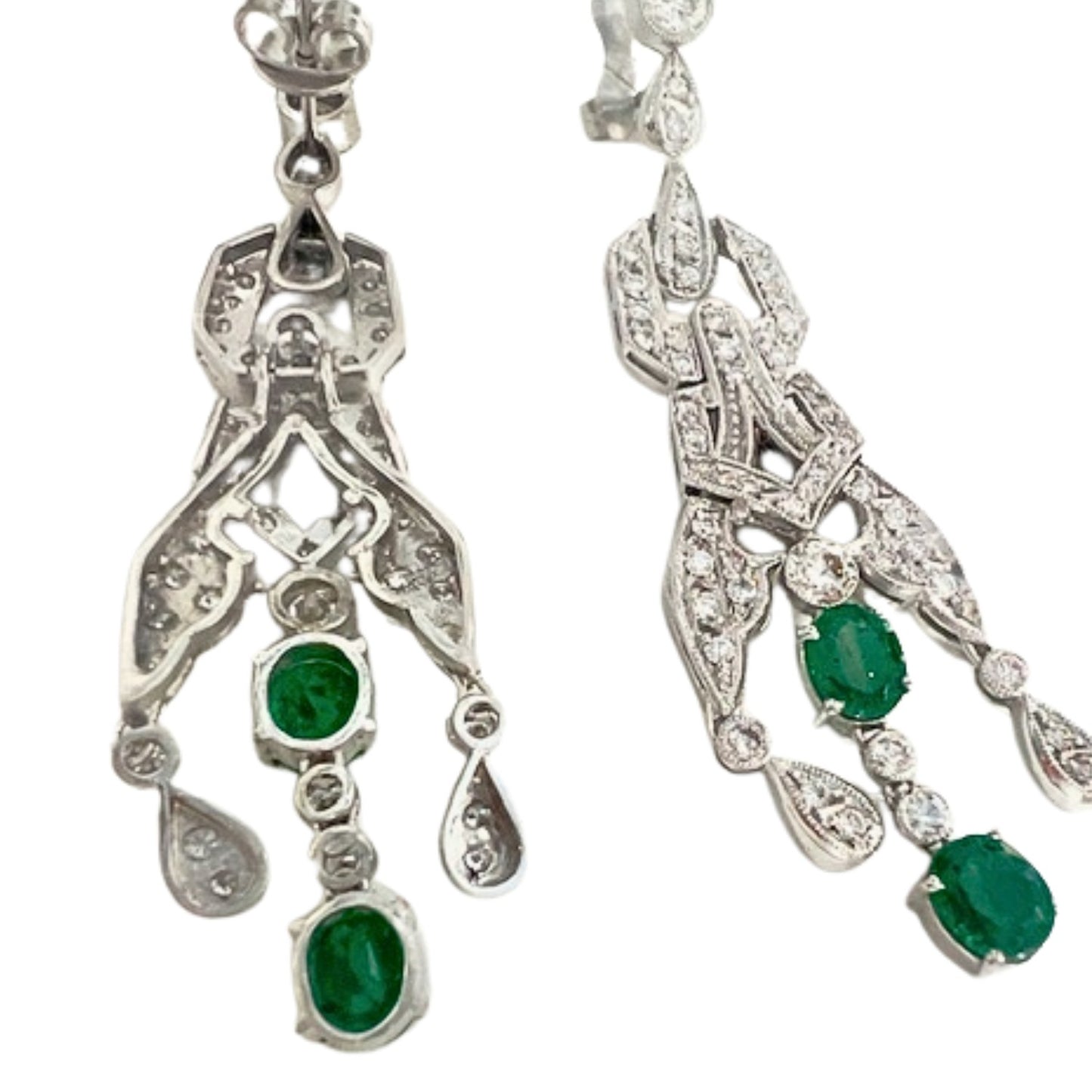 PENDIENTES ESTILO ART DECO de PLATINO 950 con DIAMANTES