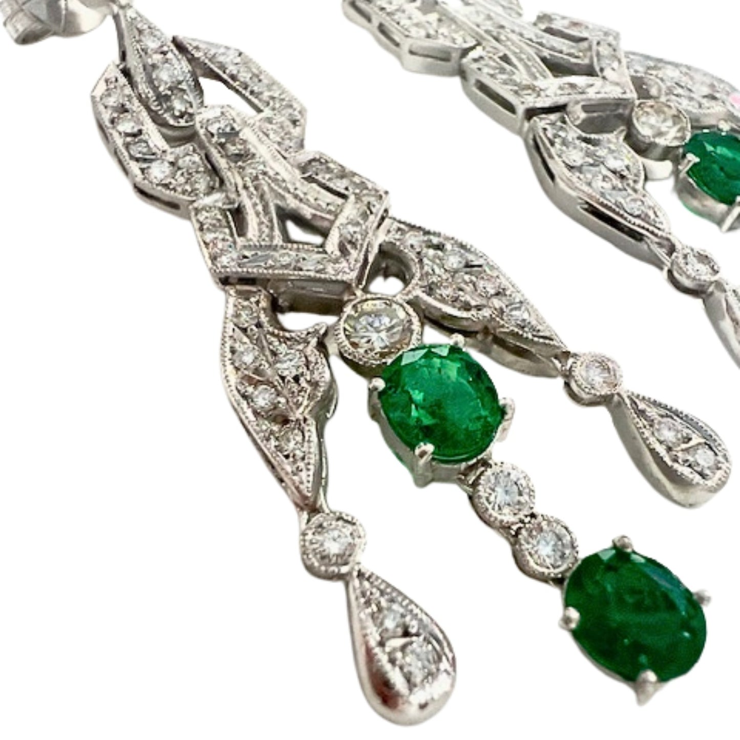 PENDIENTES ESTILO ART DECO de PLATINO 950 con DIAMANTES