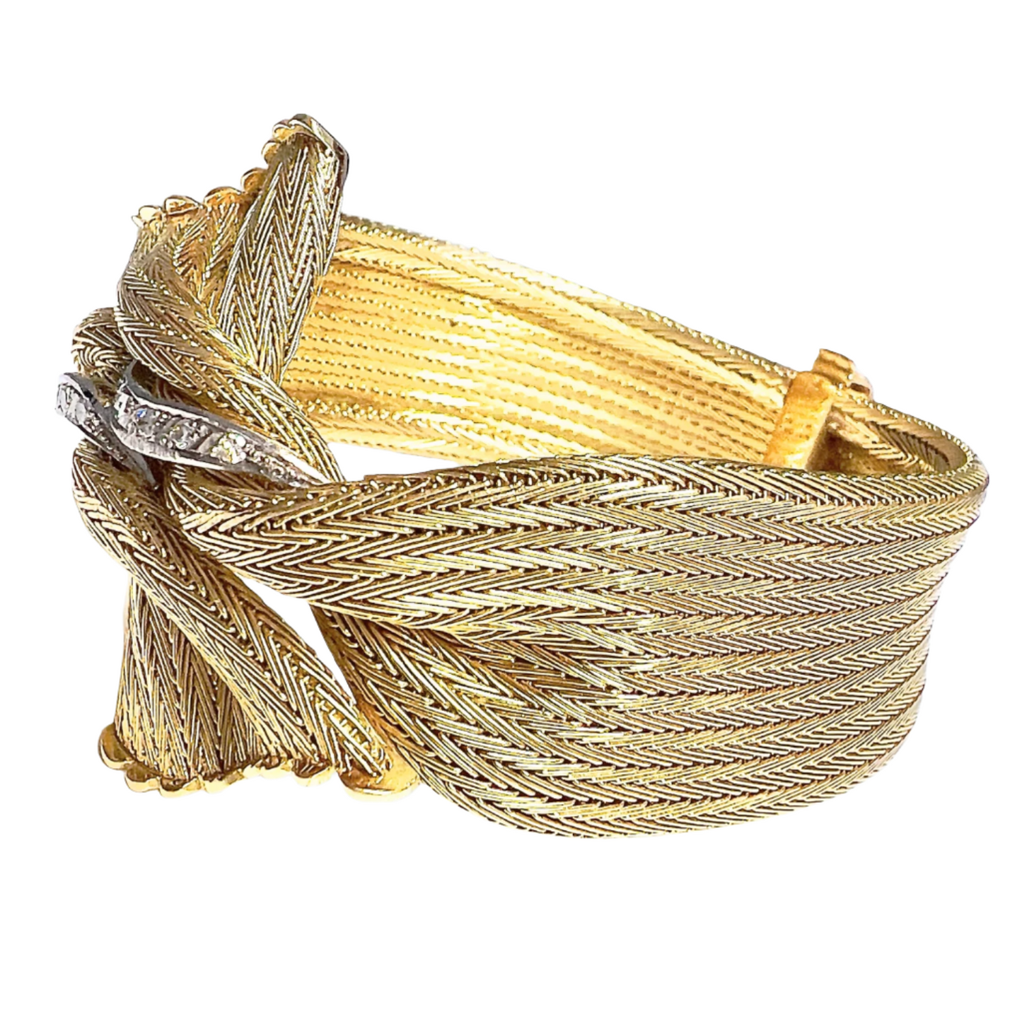 PULSERA DISEÑO RETRO ÉPOCA 1950 de ORO 18 kts y DIAMANTES