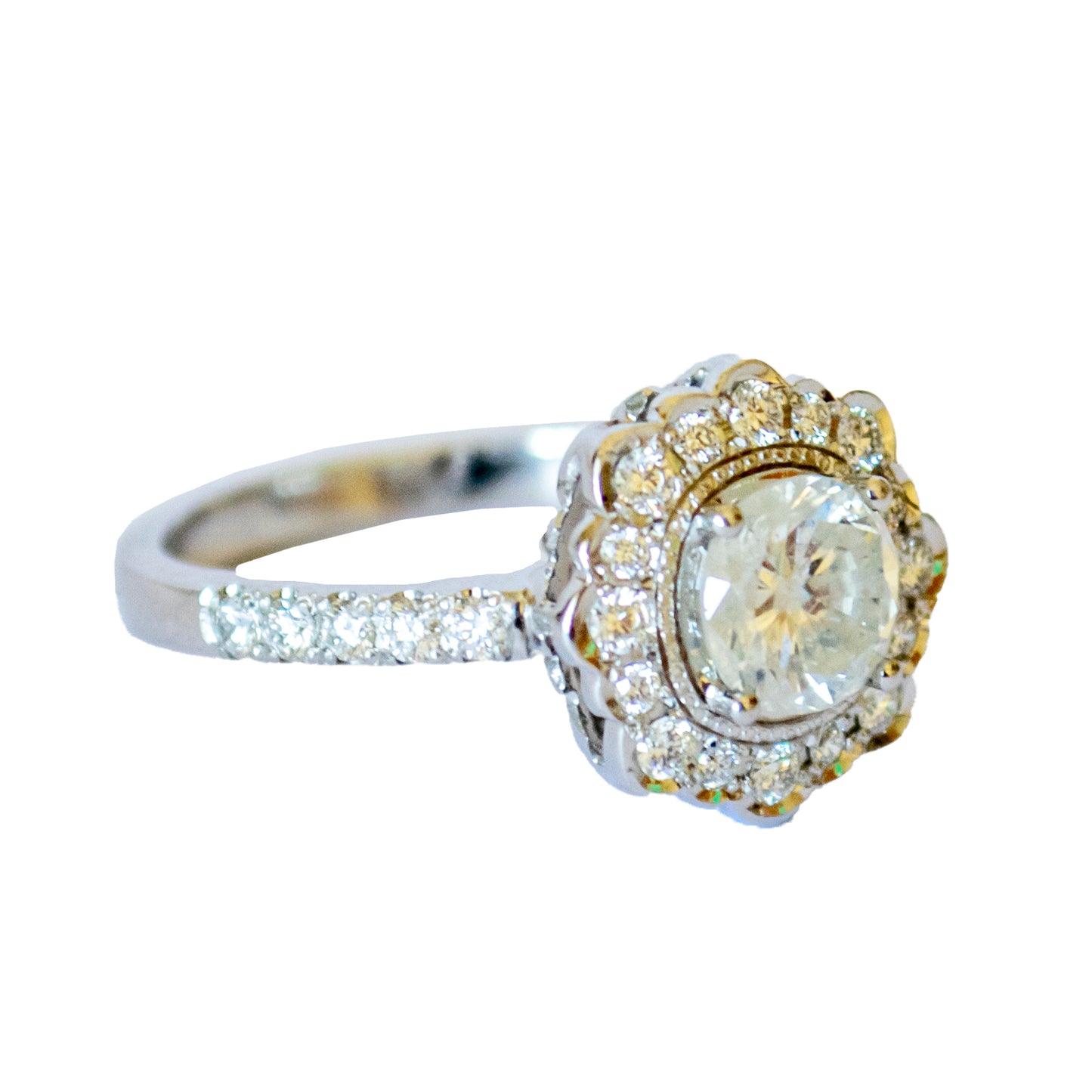 SORTIJA CONTEMPORÁNEA SIGLO XX de ORO 18 kts con DIAMANTES