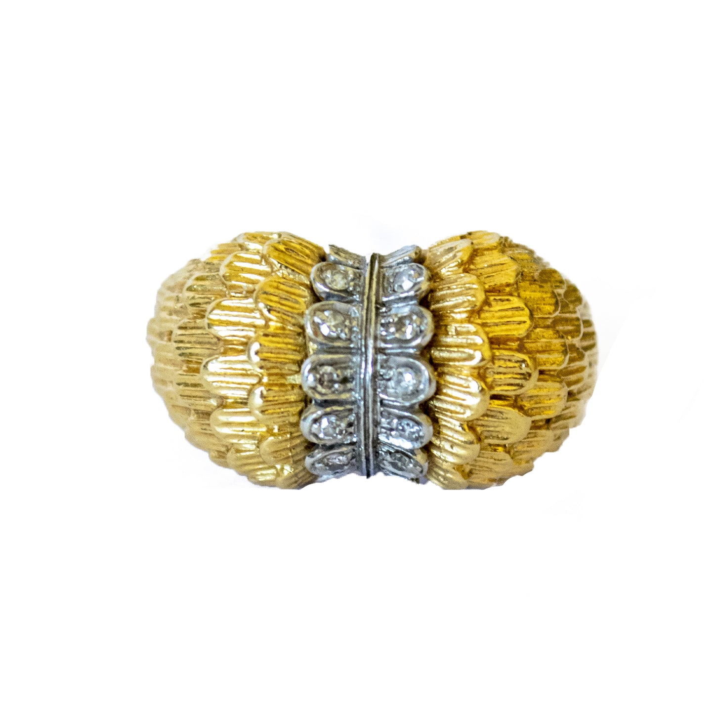 SORTIJA DISEÑO RETRO ÉPOCA 1940 de ORO 18 kts con DIAMANTES