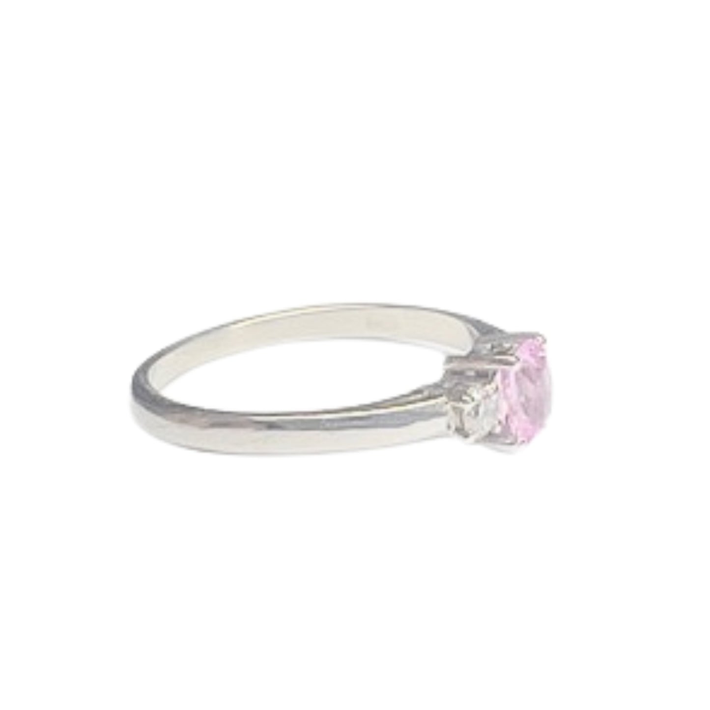 SORTIJA DISEÑO CONTEMPORÁNEO SIGLO XXI de ORO BLANCO 18 kts con DIAMANTES y ZAFIRO FANTASIA ROSA
