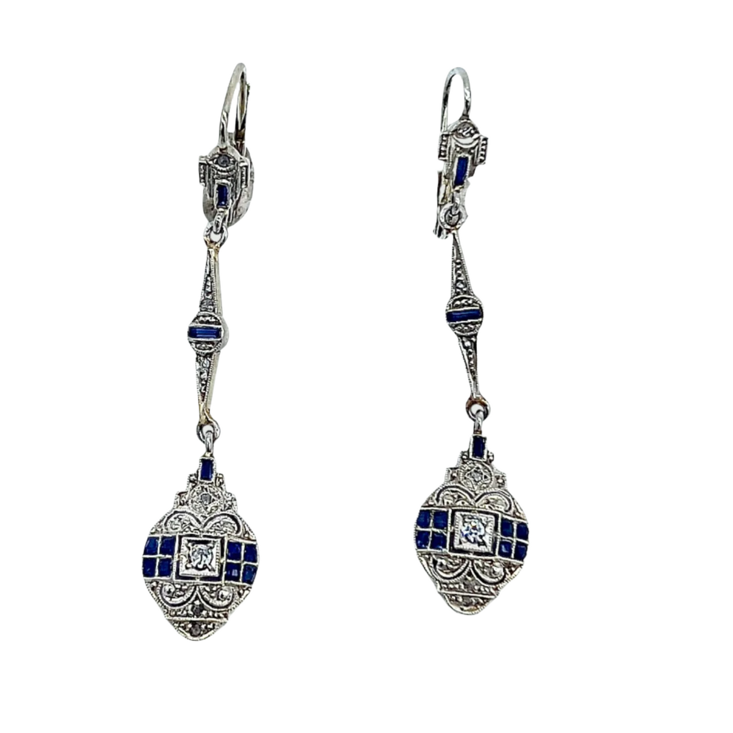 PENDIENTES ART DECO CON ZAFIROS