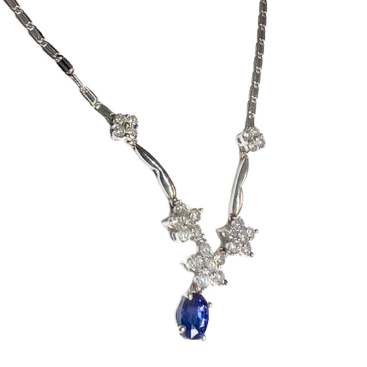 COLLAR / GARGANTILLA MODERNA SIGLO XXI CON ZAFIRO Y BRILLANTES
