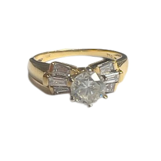 SORTIJA DISEÑO CONTEMPORANEO SIGLO XX  de ORO 18 kts con DIAMANTES - con certificado de autenticidad