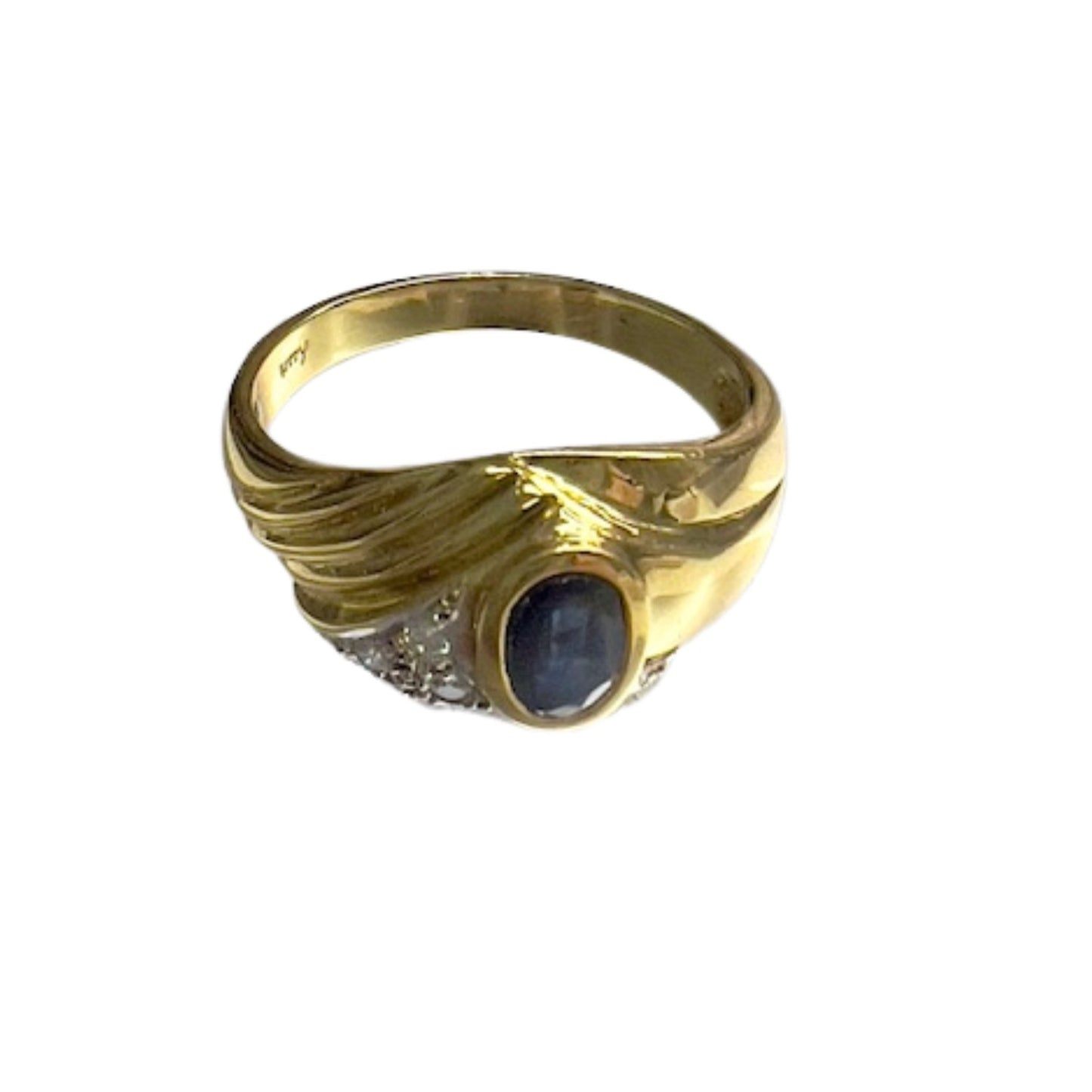 SORTIJA MODERNA DISEÑO AÑOS 90 de ORO 18 kts con DIAMANTES y ZAFIROS