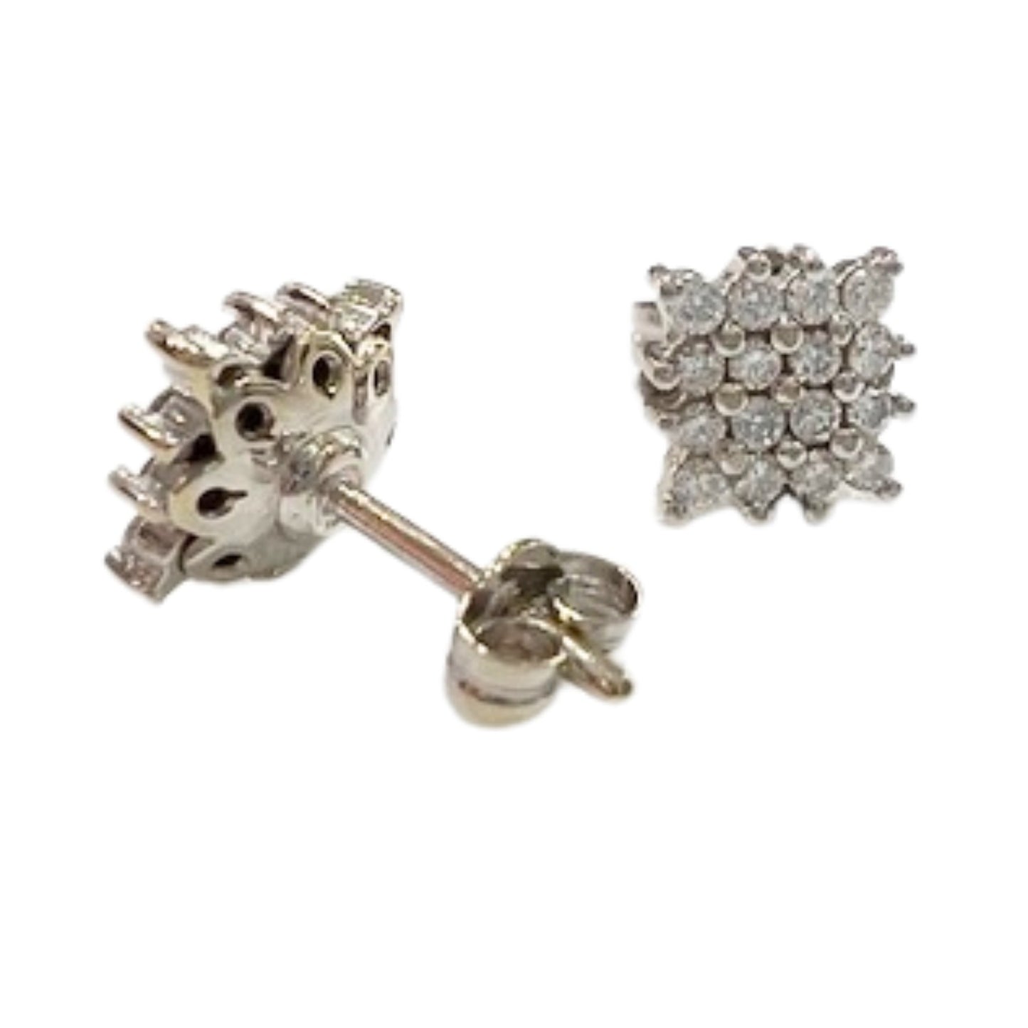 PENDIENTES DE ROSETA DISEÑO CLASICO CUADRO DIAMANTES