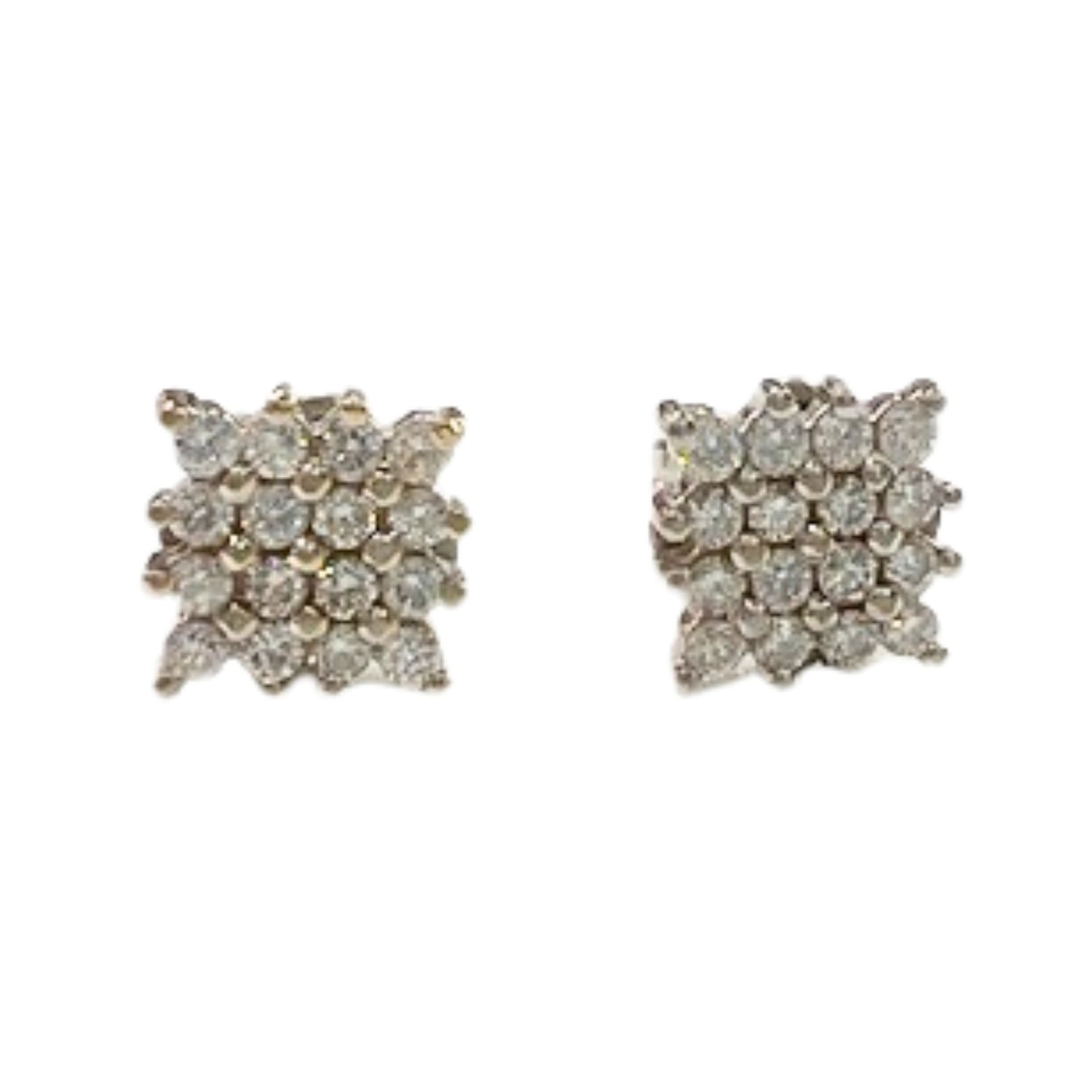 PENDIENTES DE ROSETA DISEÑO CLASICO CUADRO DIAMANTES