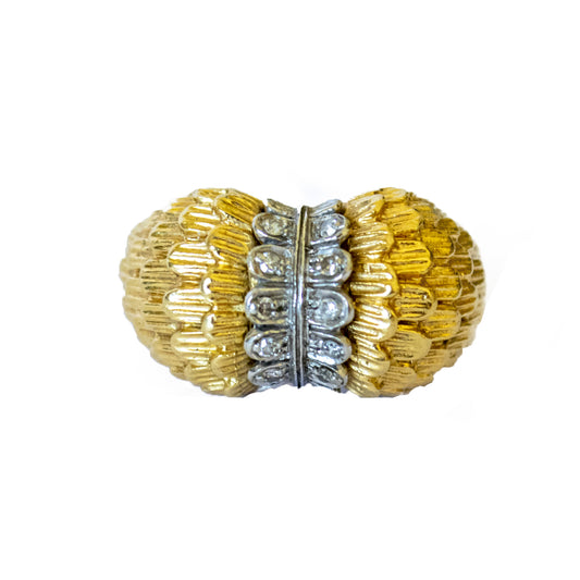SORTIJA DISEÑO RETRO ÉPOCA 1940 de ORO 18 kts con DIAMANTES