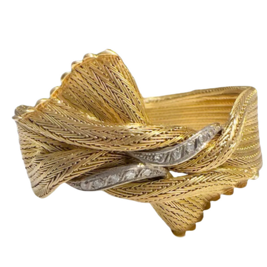 PULSERA DISEÑO RETRO ÉPOCA 1950 de ORO 18 kts y DIAMANTES