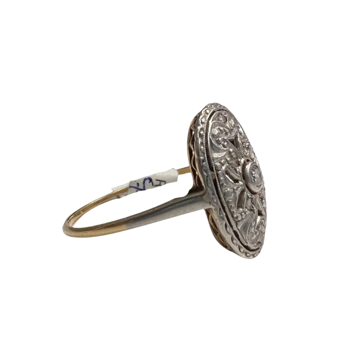 SORTIJA ART DECO AÑOS 1930-35 de ORO 18 kts y PLATINO con DIAMANTES - Kike