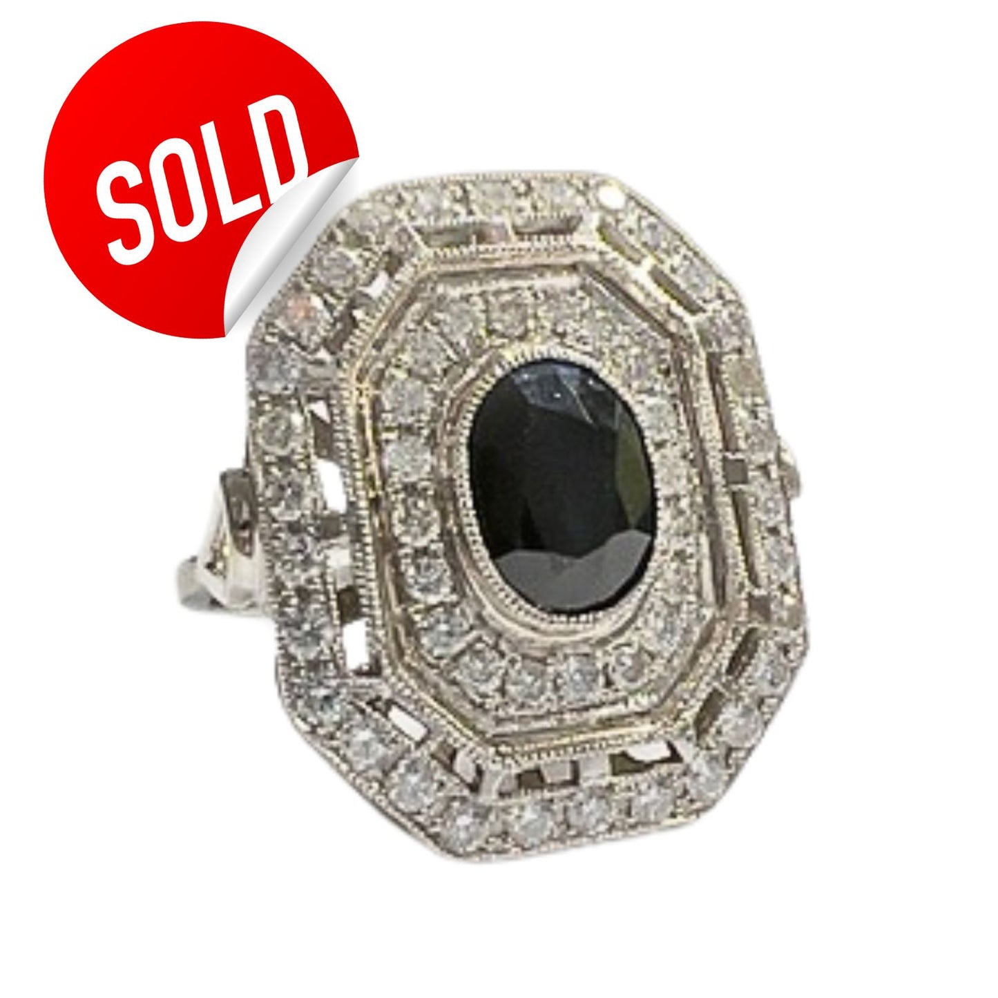 SORTIJA DISEÑO ART DECO CON ZAFIRO